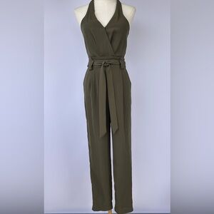 Lulus Women’s‎ Olive In the City Crepe Jumpsuit Belted Sleeveless Size XS